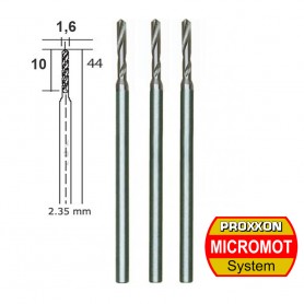 Foret en acier wolfram-vanadium Ø 1,6 mm axe Ø 2,35 par 3 pièces