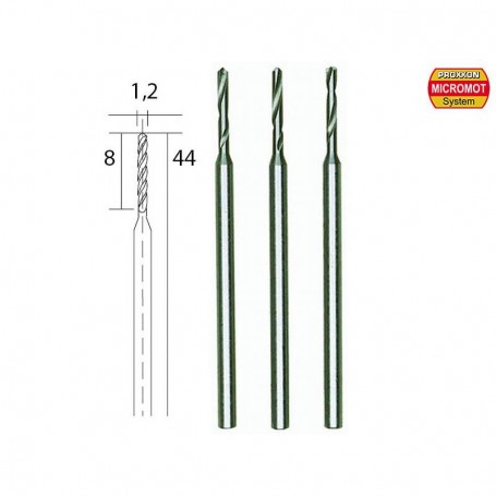 Foret en acier wolfram vanadium Ø 0,8 mm axe Ø 2,35 par 3 pièces